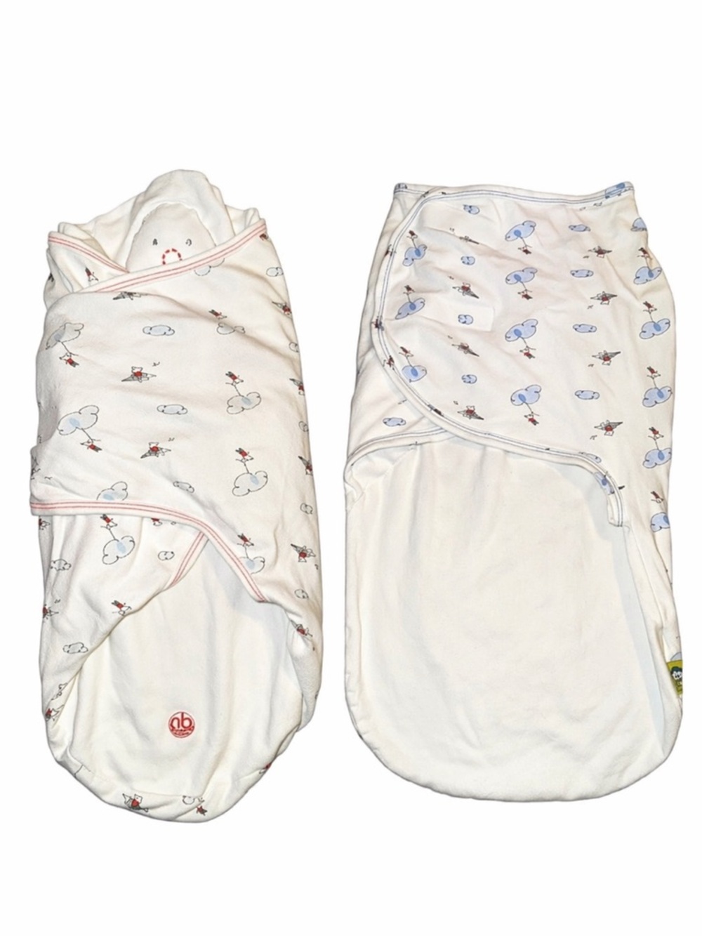 Baby Swaddle Blanket Bundle of Two - Cream White with Cloud Print | 100% Cotton